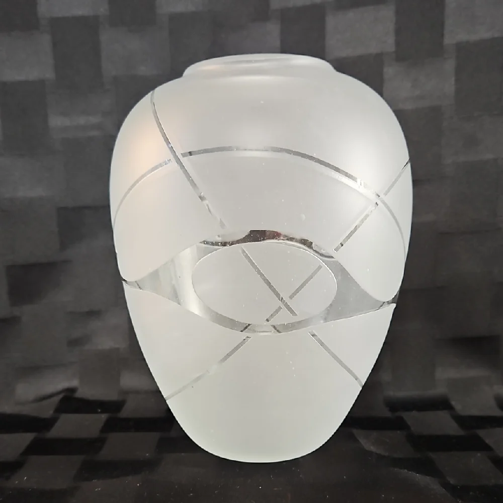 VTG 1983 Michael Jaross Signed Studio Art Glass Frosted Geometric Vase